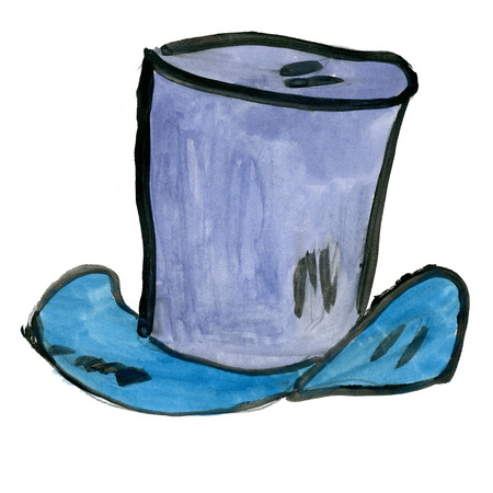 cylinder hat isolated on white background cartoon watercolorの写真素材