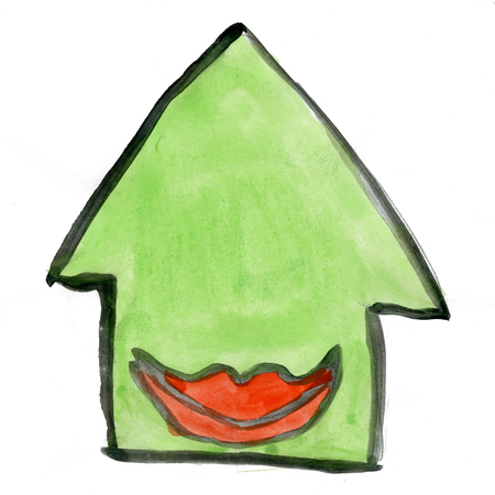 House smile isolated on white background cartoon watercolorの写真素材