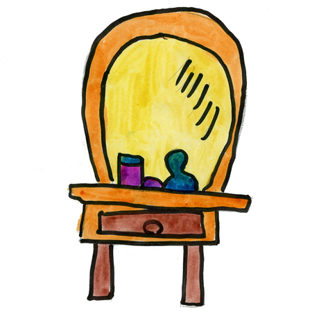 mirror isolated on white background cartoon watercolorの写真素材