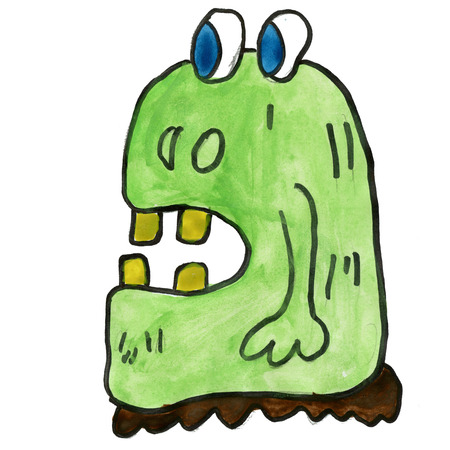 Monster isolated on a white  background cartoon watercolorの写真素材