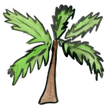 palm  tree isolated on white background cartoon watercolorの写真素材