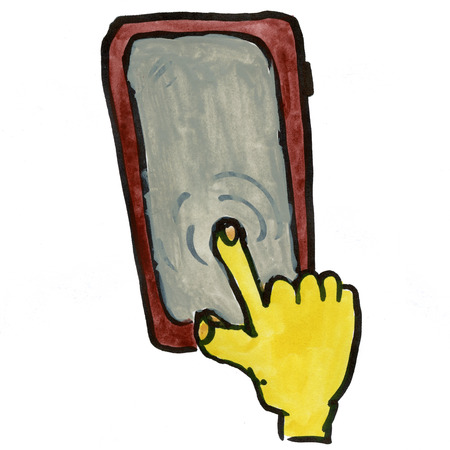 tablet screen sensor isolated on a white background cartoon watercolorの写真素材