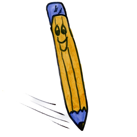 cartoon a pencil isolated on white backgroundの写真素材