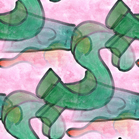 Seamless  dollar money currency pink green abstract art watercolor handmade wallpaper textureの写真素材