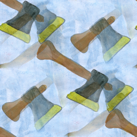 Axe  watercolor cartoon seamless texture wallpaperの写真素材