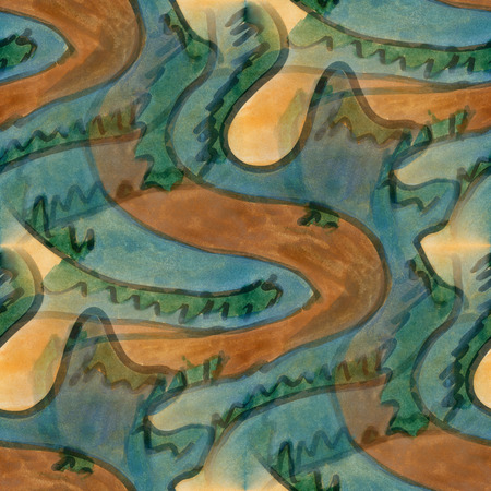 Art  brown green cubism abstract style of picasso seamless wallpaper watercolorの写真素材