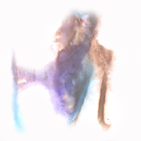 ink abstract  watercolor blot splash watercolour isolated blue brown on white backgroundの写真素材