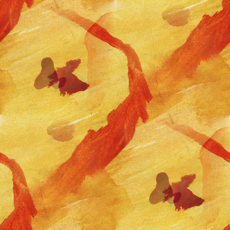 seamless  yellow brown wallpaper art watercolor abstract background handmadeの写真素材