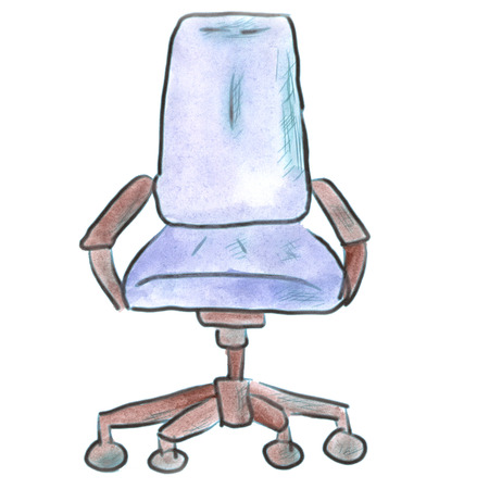 blue chair on wheels isolated cartoon watercolorの写真素材