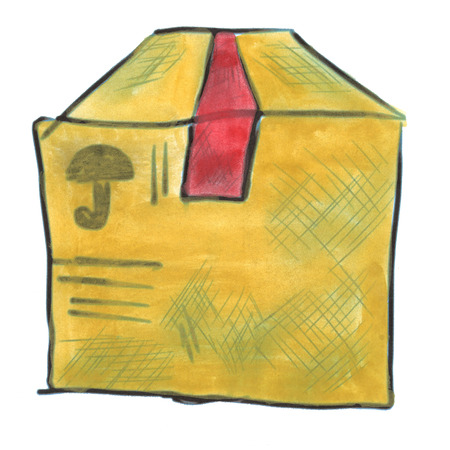 yellow carton cartoon watercolor isolated handmadeの写真素材