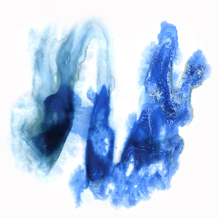 paint  blue watercolour splatter watercolors spot blotch isolatedの写真素材