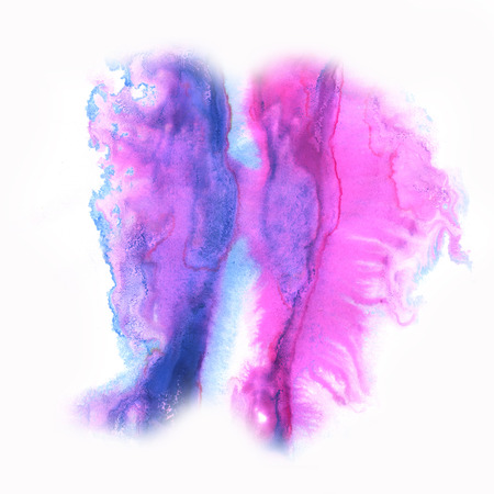 paint watercolour splatter watercolors spot blue purple blotch isolatedの写真素材