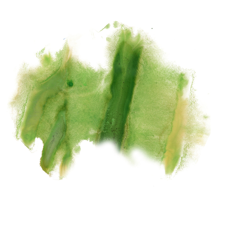 ink splatter watercolour green dye liquid watercolor macro spot blotch texture isolated on whiteの写真素材