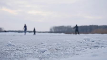 girl skating on ice, winter beautiful view, winter holidays sportの写真素材