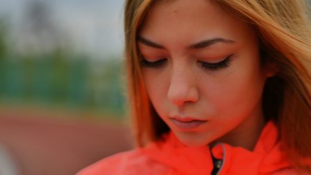 sexy stylish sporty girl in sportswearの写真素材