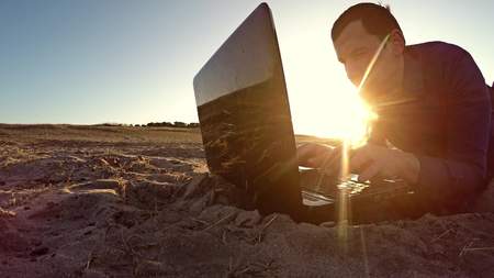 Businessman using a computerの写真素材
