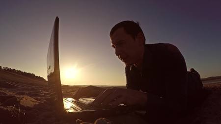 Businessman using a computerの写真素材