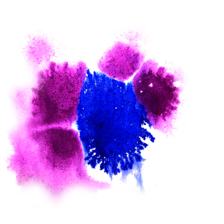 paint  splash  ink blue, purple blot and white abstract art brushes isolatedの写真素材
