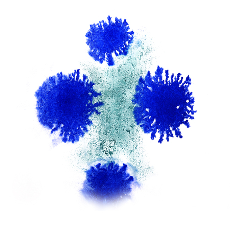 paint  splash  ink blue green blot and white  abstract art brushes isolatedの写真素材