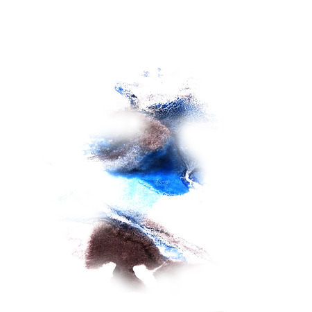 paint  splash  ink blue, brown blot and white abstract art brushes isolatedの写真素材