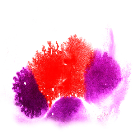 paint  splash  ink pink, red, purple blot and white abstract art brushes isolatedの写真素材