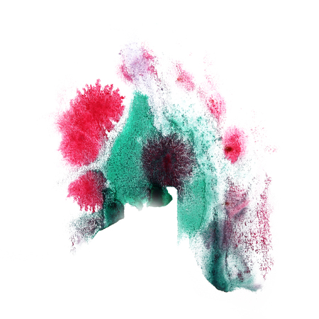 paint  splash  ink red, green blot and white abstract art brushes isolatedの写真素材