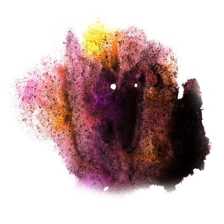 paint  splash  ink yellow, brown, purple, black blot and white abstract art brushes isolatedの写真素材
