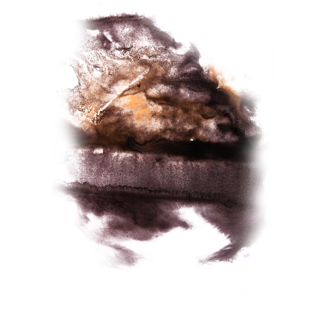 paint  splash black, yellow ink  blot and white abstract art brushes isolatedの写真素材