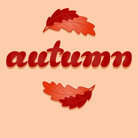 Autumn background with  leaves. Lettering.のイラスト素材