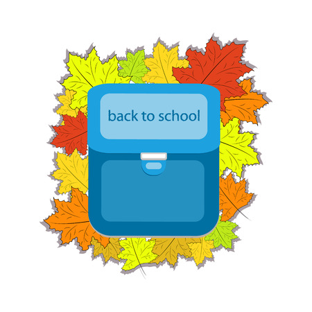 Back to school. Education background with letters, leaves, school bag.のイラスト素材