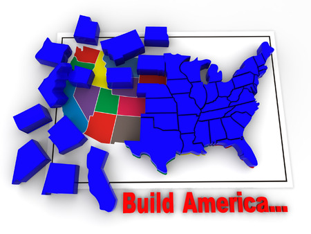 Puzzle "build USA". 3dの写真素材
