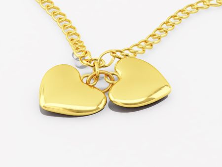 Chain with two heartsの写真素材