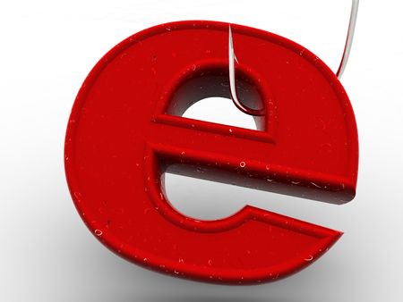 Symbol for internet on fishing hook. 3dの写真素材