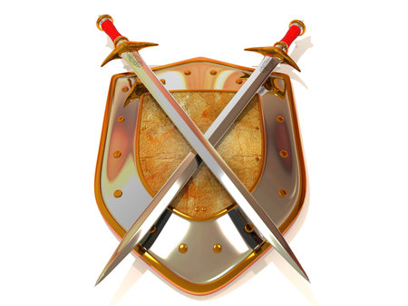 Shild with Sword. Security. 3dの写真素材