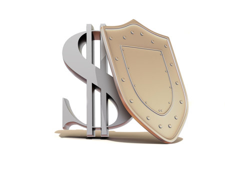 Shield with dollar. 3dの写真素材