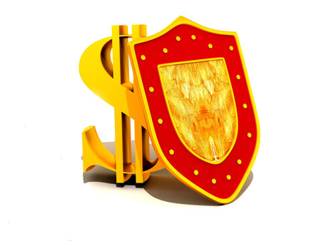 Shield with dollar. 3dの写真素材