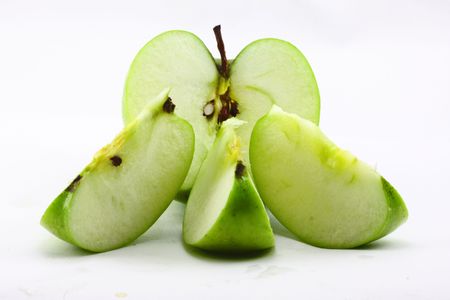 The sliced green appleの写真素材