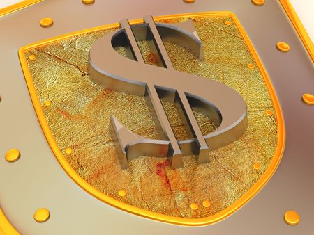 Shield with dollar. 3dの写真素材