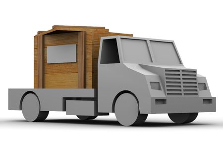 Trailer with crate. 3dの写真素材