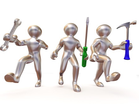 Man with tools. Maintenance. 3dの写真素材