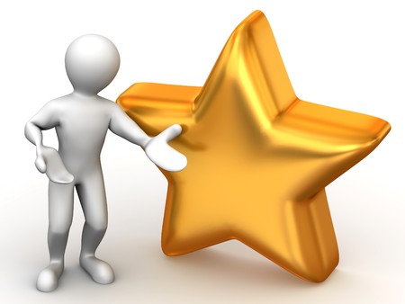 Man with star. Favourites. 3dの写真素材