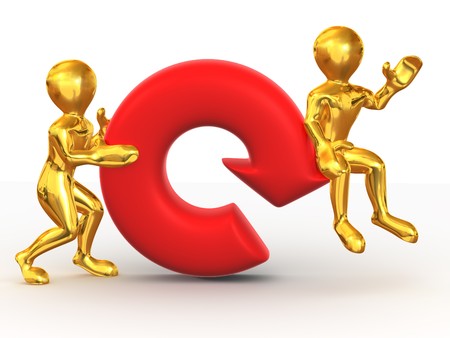 Two men with Refresh symbol. 3dの写真素材