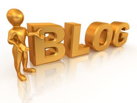 Men with text BLOG. 3dの写真素材