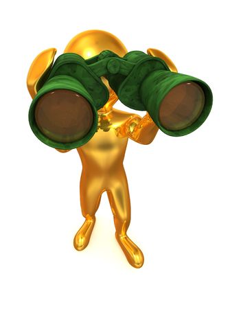 Men with binoculars. 3dの写真素材