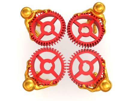 Men with gears. 3dの写真素材