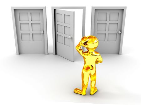 person chooses door. 3dの写真素材