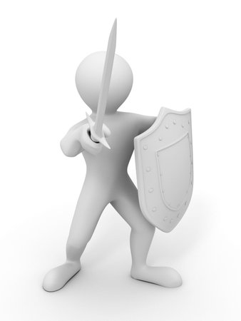 Men with shield and sword. 3dの写真素材