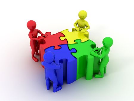 People with puzzle. 3dの写真素材