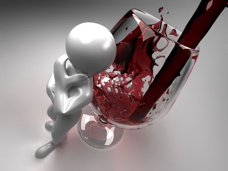 Men with glass of wine. 3dの写真素材