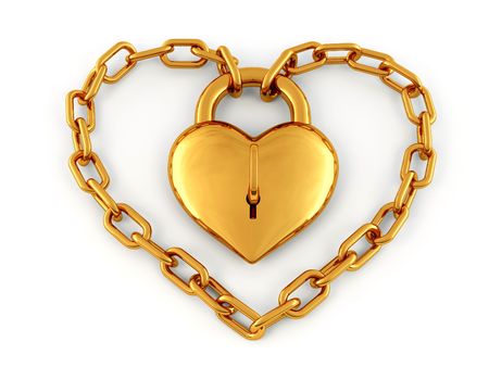 Chain with lock as heart. 3dの写真素材